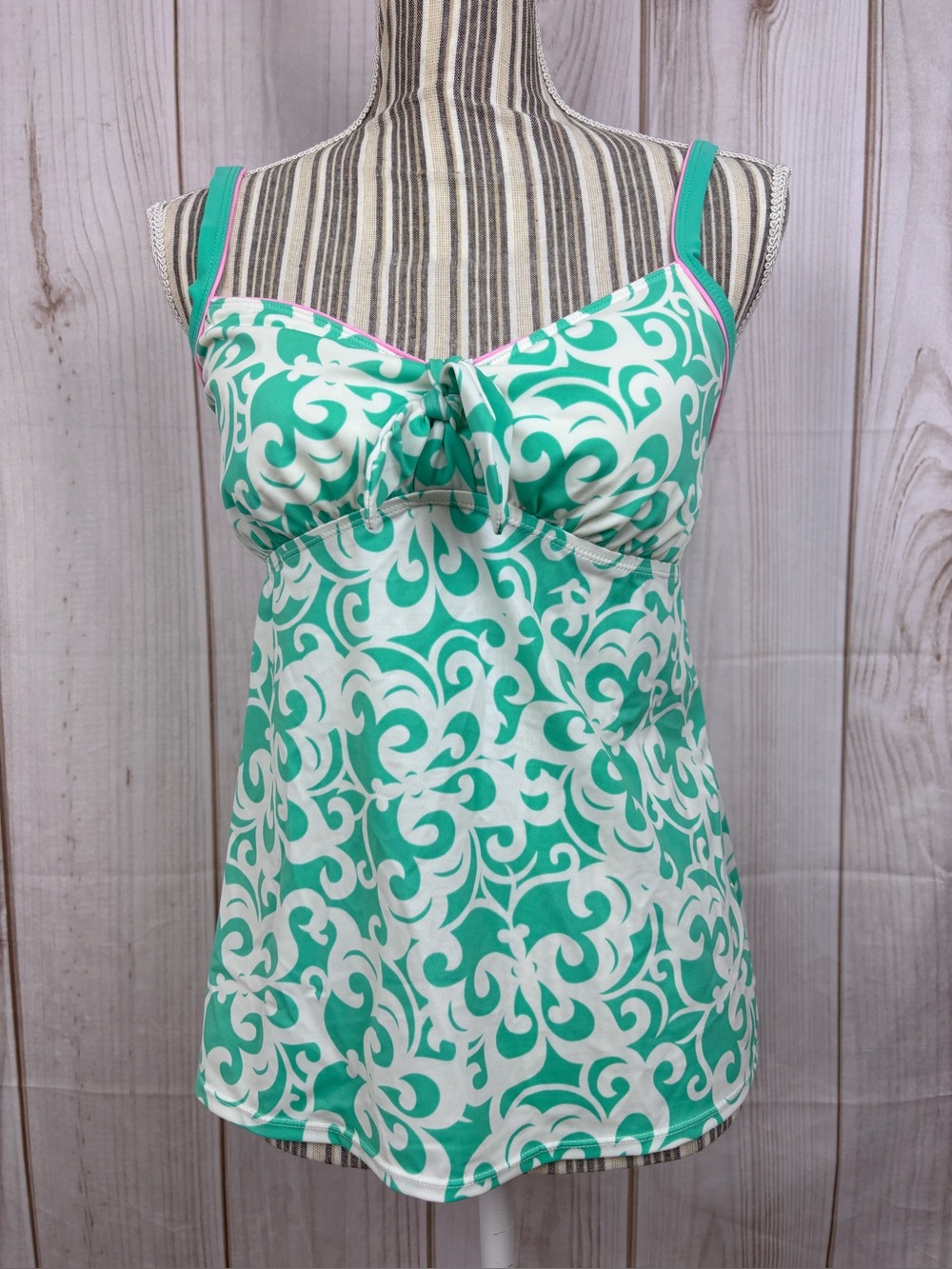 Kim Rogers Tankini Swim Top Babydoll Sweetheart Pullover Adjustable Strap Medium